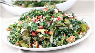 KALE SALAD RECIPE  with pomegranates  pecans [upl. by Gerita]