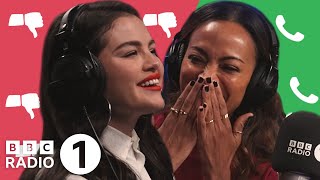 Selena Gomez amp Zoe Saldana talk tea using the bathroom and subtitles on Unpopular Opinion [upl. by Moran]