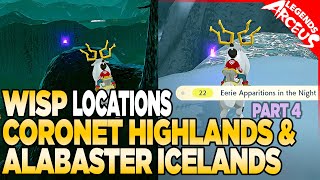 Every Wisp Location in Coronet Highlands amp Alabaster Icelands  Pokemon Legends Arceus [upl. by Labotsirc]