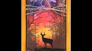 Penny Black Stamped Branches and Deer with Watercolor [upl. by Ellata]