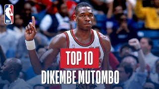 Dikembe Mutombo Top 10 Blocks of His Career [upl. by Nnaarual]