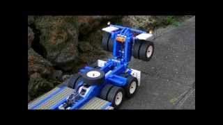 Lowboy trailer with flip axle in LEGO [upl. by Nilatak]