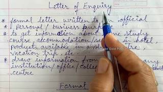 Letter of Enquiry for class 1012 CBSE  Format and a Sample Letter [upl. by Sioled]