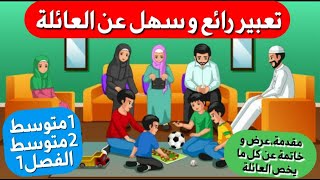 أسهل نموذج لتعبير كتابي عن العائلة للفصل1 سنوات 1و2متوسط لتتحصلوا على علامة ممتازه بإذن الله 👌 [upl. by Asiaj789]