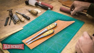 Making leather holster for antique screwdrivers from 1900s oldtools [upl. by Dlaniger436]