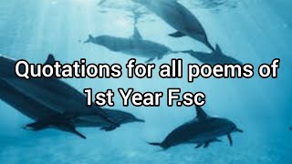 Quotations about all poems of 1st year Fsc [upl. by Des737]