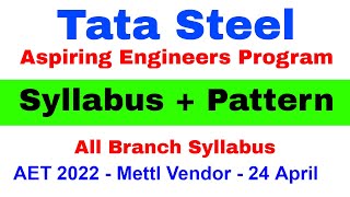 Tata Steel Aspiring Engineers Program Syllabus  TATA Steel AET 2022 Examination Pattern [upl. by Sera]