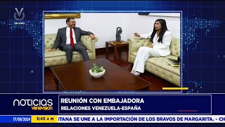 Yván Gil sé reunión con la embajadora de Venezuela en España Gladys Rodríguez [upl. by Silvano546]