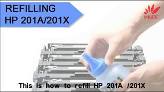 How to Refill HP 201A 201X Cartridges for HP M252 M252dw M252n MFP M277 M277dw M277n Printers [upl. by Blaze976]