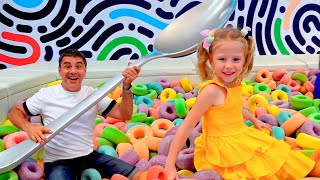 Nastya and dad have fun in the playgrounds and the amusement park for kids [upl. by Meekar]