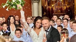 Mariage de Cindy Fabre avec Sylvain  à 38 ans lex Miss France dit oui en princesse [upl. by Ariec]