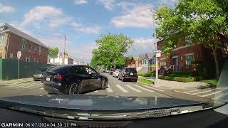 Tesla Driver blows stop sign automobile drivinglessons brooklyn dashcam DashcamLessons [upl. by Yenots]