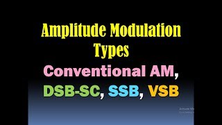 Amplitude Modulation Techniques AM DSBSC SSB VSBDouble Sideband Single Sideband Vestigial [upl. by Agnes]