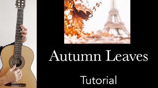 Autumn leaves Prévert et Kosma Guitar lesson sheet and Tab [upl. by Ploss]