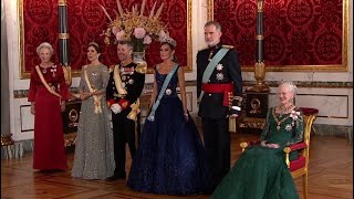 Queen Margrethe II of Denmark hosts state banquet for King Felipe VI of Spain [upl. by Eeroc]