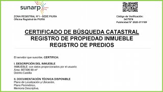 COMO SOLICITAR UN CERTIFICADO DE BUSQUEDA CATASTRAL EN LA SUNARP [upl. by Frederico195]