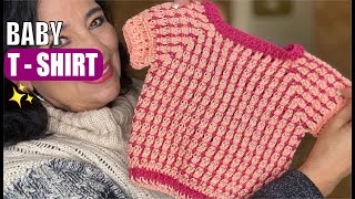 HOW TO Crochet a Baby TShirt  EASY AND FAST  BY LAURA CEPEDA [upl. by Ennaylime]