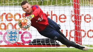 Heaton worldie amp Hart hits a hattrick England goalkeeping session  Inside Training [upl. by Ziza736]