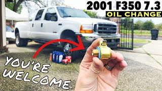 2001 Ford F350 73 Oil Change Fumoto Oil Valve Mod to make life easier You will thank me Later SP [upl. by Minna230]