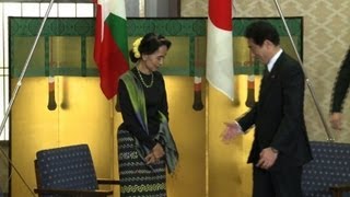 Aung San Suu Kyis first visit to Japan in 27 years [upl. by Miza]