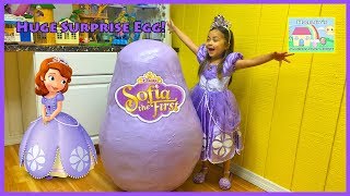 Worlds Biggest Sofia the First Egg Surprise Opening Disney Junior Toys amp PlayDoh Surprises [upl. by Nylyoj]