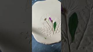 How I press flowers and leaves into clay to create a ceramic dish vuvuceramics ceramics pottery [upl. by Flint]