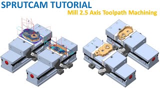 SprutCAM Tutorial 141 Mill 25 Axis Toolpath Machining Gearbox  NC Programs [upl. by Camala493]