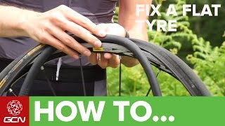 How To Fix A Flat Tyre  Fix A Road Bike Puncture [upl. by Anej]