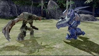 Halo 3 AI Battle  Flood Tanks vs Hunters [upl. by Willtrude]