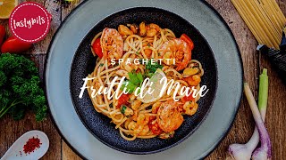 Spaghetti frutti di mare  italienische Pasta mit Meeresfrüchten [upl. by Atolrac]