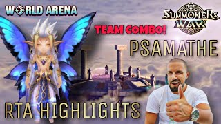 Psamathe Team Combo in World Arena RTA  Summoners War [upl. by Ahsinawt]