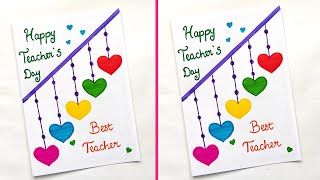 Easy and Cute Teachers Day Card  White Paper Teachers Day Card  How to make card for Teacher [upl. by Eelirak]