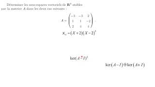 Exercice Recherche de sev stables par une matrice 33 diagonalisable et par une trigonalisable [upl. by Sukey]