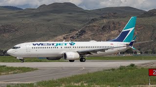 WestJet Boeing 7378CT Takeoff from Kamloops Airport [upl. by Nadya]