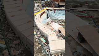 Travertine pool coping installation [upl. by Stacy256]