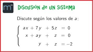 Discutir un sistema de ecuaciones con un parámetro discusión de sistemas Gauss [upl. by Enawd]