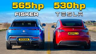 530hp Model Y Performance v 565hp Fisker DRAG RACE [upl. by Leerzej]