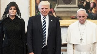 Pope Francis Jokingly Asks Melania What Shes Feeding Donald Trump [upl. by Anicart]