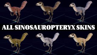 ALL SINOSAUROPTERYX SKINS  JURASSIC WORLD EVOLUTION 2 [upl. by Dena929]