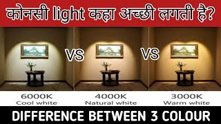 Led lighting colour temperature difference  white 6500k vs natural white 4000k vs warm white 3000k [upl. by Arette581]