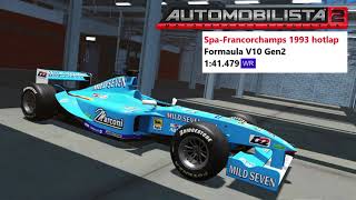 Automobilista 2  Formula V10 Gen2  SpaFrancorchamps 1993 hotlap [upl. by Meit434]