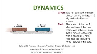 DYNAMICS Example 1541 Collision and Linear Momentum [upl. by Lukey467]