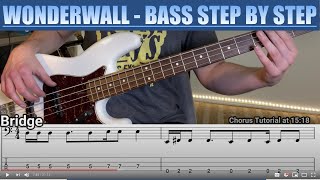 Wonderwall Bass  Step by Step Tutorial [upl. by Aiyot387]