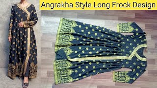 Angrakha style long frockprinted long frock cutting and stitchingbeautiful frock design for girl [upl. by Aryam573]