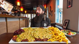 WIN €50 IF YOU CAN FINISH THIS SCHNITZEL CHALLENGE IN GERMANY THATS 10 YEARS OLD  BeardMeatsFood [upl. by Nali]