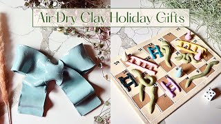 Air Dry Clay Holiday Gift Ideas  Clay Bow amp Coffee Table Board Game [upl. by Sremlahc]