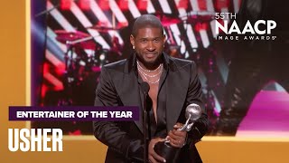 Usher Accepts The Entertainer Of The Year Award  NAACP Image Awards 24 [upl. by Lodmilla]