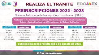 ¡calendario CUANDO son las PREINSCRIPCIONES 2022  2023 en el EDOMEX │ consulta fechas y mas [upl. by Daza614]