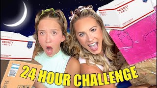 KAYLA amp KALLI OPEN FAN MAIL FOR 24 HOURS CHALLENGE 😴📦😱📫 BAD IDEA [upl. by Nospmis]