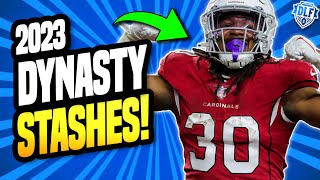 7 MUST STASH Running Backs for Dynasty Fantasy Football 2023  DLF Stashes [upl. by Adelaida]